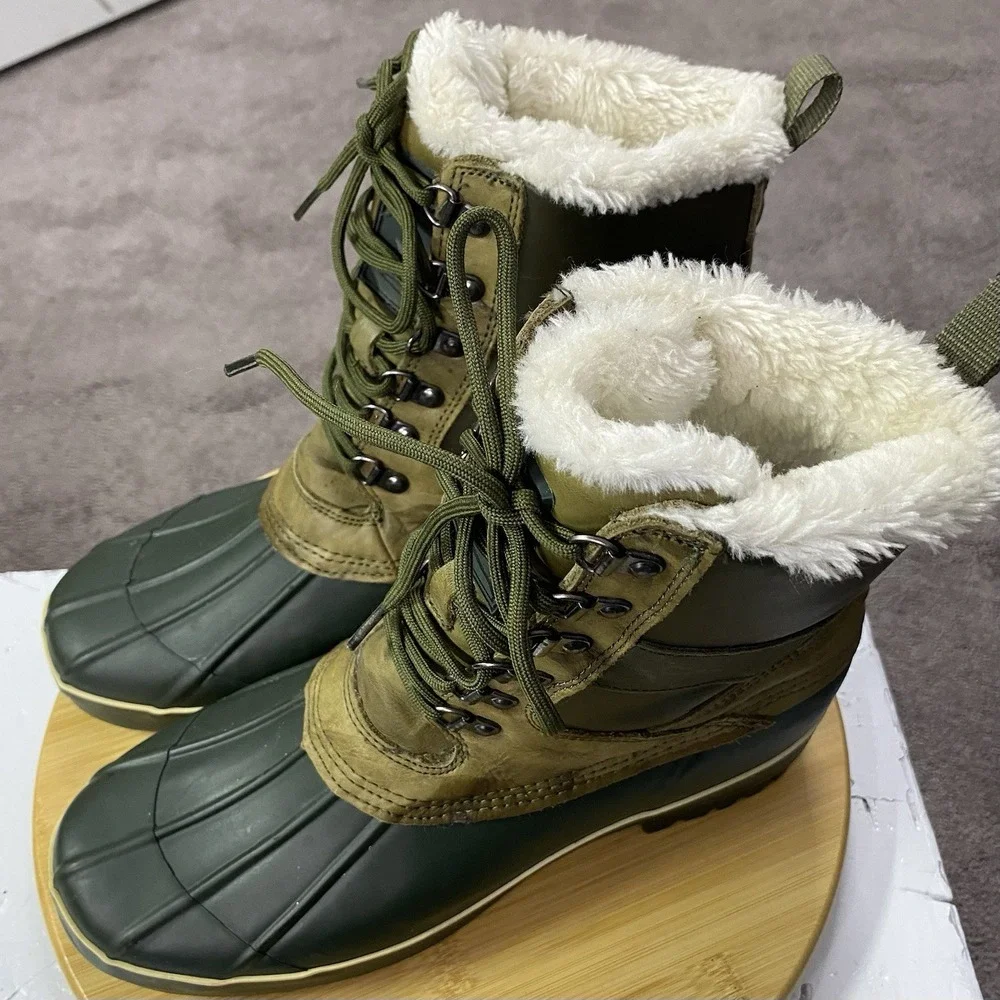 Creative Recreation Women's Leather Duck Boots in Tan / Green Size 10 US Fauxfur